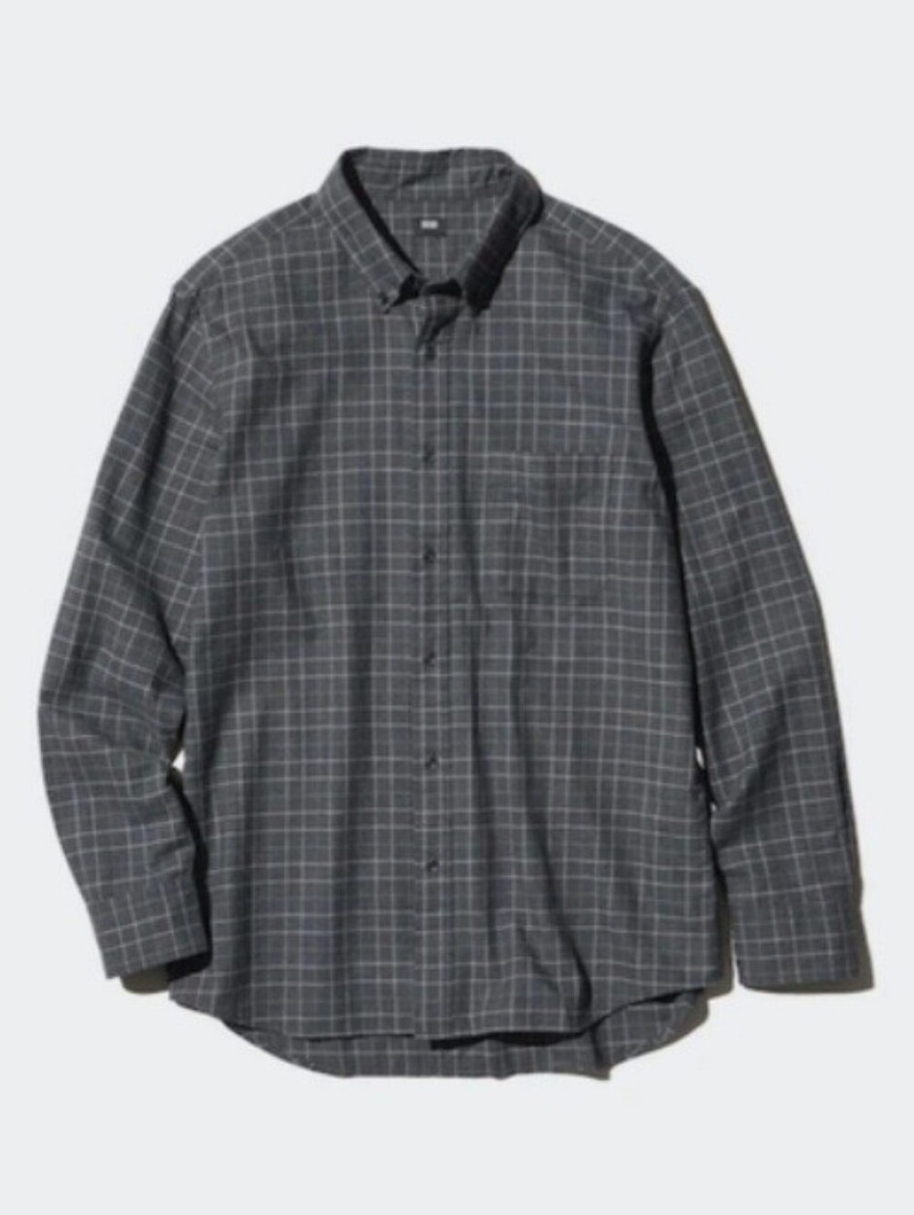 Uniqlo Flannel Checked Long Skeeve Shirt Gray L
